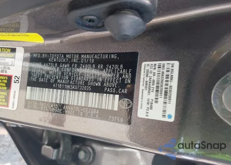 2019 Toyota Camry Xle from USA, damaged, VIN 4T1B11HK5KU732035
